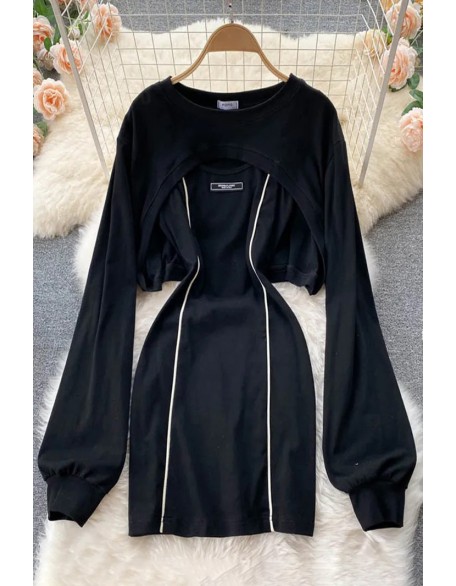 Fashion Breathable Two Piece Set T Shirt Dress Women Sweatshirt Casual Dress