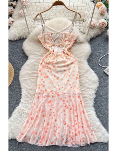 Woman Package Hips Bodycon Party Dress Lady Romantic Floral Print Mermaid Long Dress